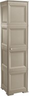 Tontarelli Omnimodus Column Cabinet with Full Door, 4-Compartment, Plastic Storage Cupboard for Indoor &amp; Outdoor Use, Weather &amp; UV Resistant, Wood-Effect Finish, Taupe, TRL-8085568210