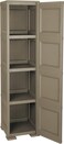 Tontarelli Omnimodus Column Cabinet with Full Door, 4-Compartment, Plastic Storage Cupboard for Indoor &amp; Outdoor Use, Weather &amp; UV Resistant, Wood-Effect Finish, Brown, TRL- 8085568909