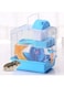 NeoStyle Small Hamster Cage, 2 Tier Small Portable Travel Cage with Carry Handle Exercise Wheel Water Bottle and Food Dish for Small Animal Habitat, 27 * 21 * 30cm (Blue)