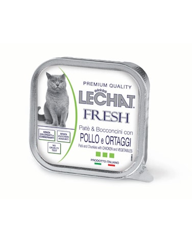 Lechat Fresh by Monge   Cat Wet Food with Chicken and vegetables   Super Premium Complementary Wet Cat Food   Pat&egrave; &amp; Chunkies in Alutray - 100g