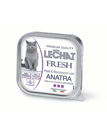 Lechat Fresh by Monge   Cat Wet Food with Duck   Super Premium Complementary Wet Cat Food   Pat&egrave; &amp; Chunkies in Alutray - 100g