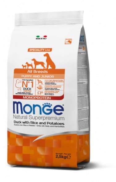 Monge All Breed Puppy &amp; Junior Duck &amp; Rice- 2.5kg