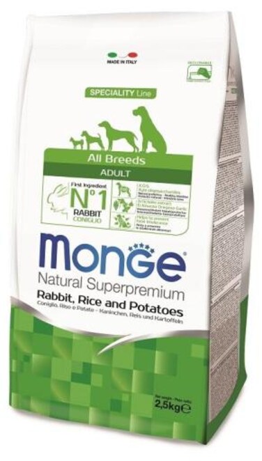 Monge All Breed Adult Rabbit with Rice and Potatoes 2.5kg