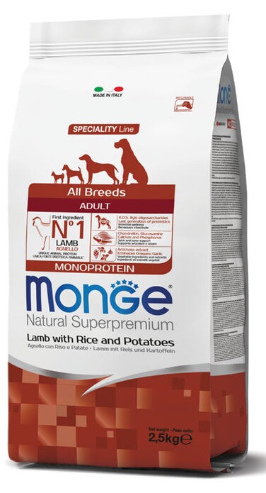 Monge All Breed Adult Lamb/Rice/Pot-2.5kg