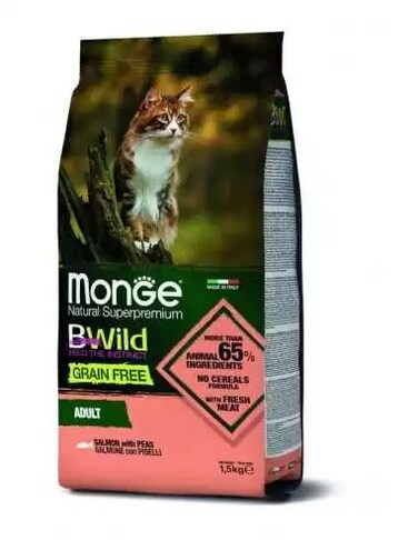 Monge Grain Free Adult Cat Salmon with Peas 1.5kg