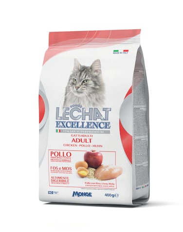 Lechat Excellence by Monge   Adult Cat Dry Food with Chicken, Rice, Egg and Apple   Super Premium Complementary Dry Cat Food - 400g