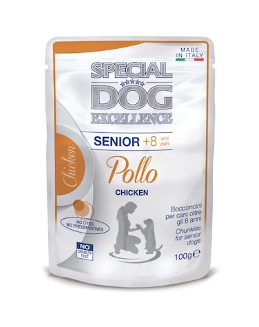 Special Dog Excellence by Monge   Senior Dog Wet Food with Chicken   Super Premium Complementary Wet Dog Food   Chunkies in Pouch - 100g