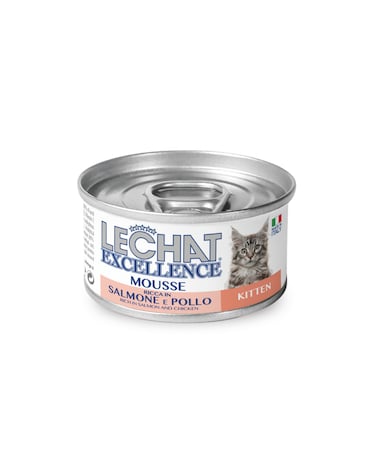 Lechat Excellence by Monge   Kitten Wet Food Rich in Salmon and Chicken   Super Premium Complementary Wet Kitten Food   Mousse in Can - 85g