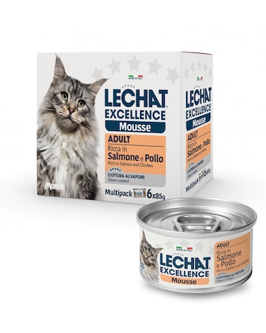LeChat Excellence Cat Wet Food, Salmon &amp; Chicken Mousse, 6x85g