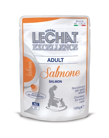 Lechat Excellence by Monge   Cat Wet Food with Salmon   Super Premium Complementary Wet Cat Food   Chunkies in Pouch - 100g