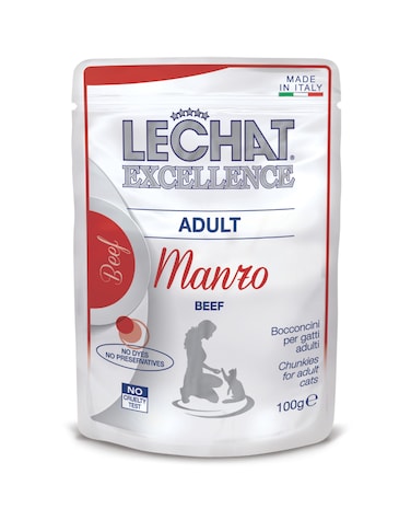Lechat Excellence by Monge   Cat Wet Food with Beef   Super Premium Complementary Wet Cat Food   Chunkies in Pouch - 100g