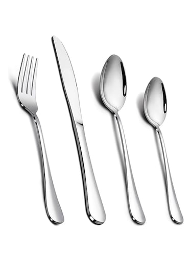 Onader Cutlery Set, Stainless Steel 24 Piece Cutlery Set for 6 People, Flatware Silverware Set with Knife Fork Spoon, Elegant Tableware for Daily Use/Christmas, Mirror Finished. Dishwasher Safe