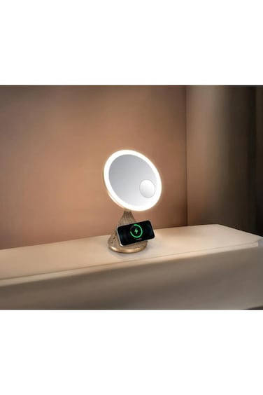Lifestyle LED Makeup Mirror with Bluetooth Speaker, MagSafe Charger &amp; 15W Wireless Power