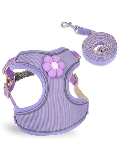 Reflective Adjustable Pet Harness, Dog Harness and for, No Pull Step-in Puppy Harness with Breathable Mesh and Quick-Release Buckle for Puppy (Purple, XS)