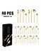 40-Piece Stainless Steel Knife Fork Spoon Full Set Silver for Home Office Restaurant Hotel Silver