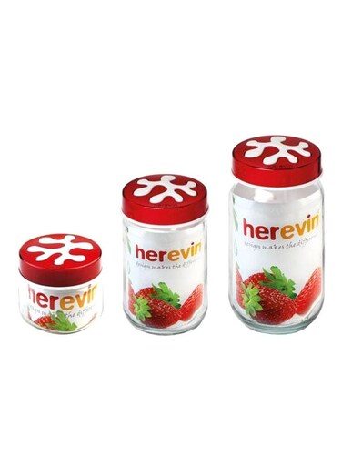 3-Piece Canister Set Clear/Red/White