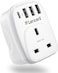 LENCENT USB Plug Charger UK with 1 Type C and 3 USB Ports, 1 Way Socket Extension, 5-in-1 USB Outlet Plug Extender for Household Appliances, iPhone, Smartphone Tablets, Ideal for Home Office Bedroom
