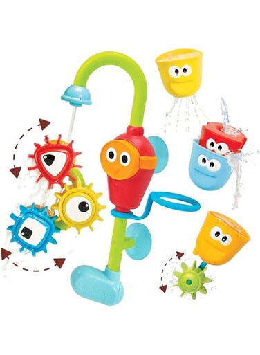 Yookidoo Baby Bath Toy Spin N Sort Spout Pro Three Stackable Cups, Multi-Colour