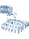 Foldable Laundry Drying Hanging Rack with 32 Clips, Clothes Drying Racks, Wind-Proof Hook, Underwear Hanger with Clips Plastic Laundry Clip for Socks Bras, Blue