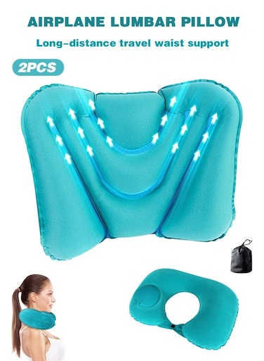 Life Ultralight Camping Travel Pillow Compressible, Compact, Comfortable, Ergonomic Inflating Pillows for Neck Lumbar Support While Camp, Hiking, Backpacking