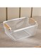 Home Rosie Storage Wire Basket with Wooden Handle 26x18x11cm - White