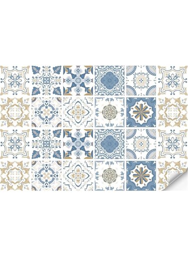 Uniface 24Pcs Tile Sticker Peel and Stick Backsplash,Waterproof OilproofPVC Decoration Peel and Stick Tile for Kitchen Bathroom Cabinet,6x6Inch (blue)
