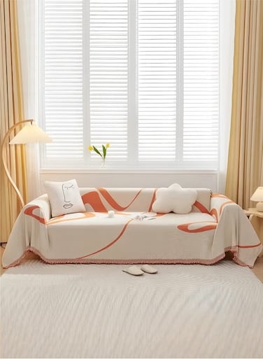 Double Sided Chenille Couch Sofa Cover, Jacquard Towel Blanket, Fully Wrapped Furniture Protective Cover, Dustproof and Anti Slip, Suitable for All Seasons 180 * 230cm
