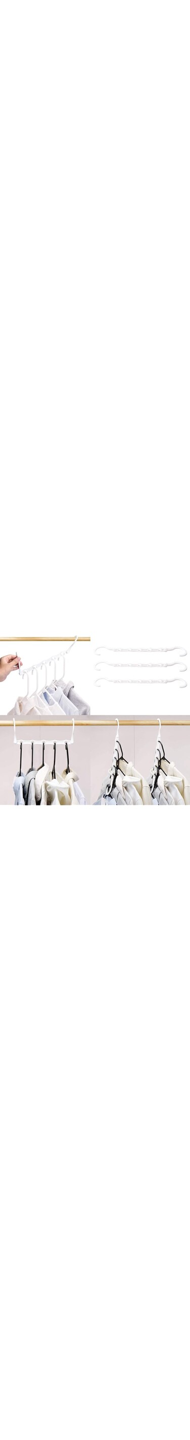 HOUSE DAY Space Saving Hangers, 10pcs Magic Hangers Space Savers, Magic Clothes Hangers Space Savers, Coat Hangers Space Saving, Wardrobe Space Saver Hangers, Space Saver Hangers For Clothes - White