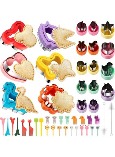 Sandwich Cutter and Sealer Set for Kids, Decruster Sandwich Maker Holiday Cookie Cutters Fruit Vegetable Food Cutter Shapes for Boy &amp; Girls Bento Lunch Box w/Mickey Mouse Dinosaur Unicorn Heart