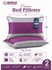 Pack of 2 Down Alternative Bed Pillows, 1250g Fill, Cotton Blend Cover, Hotel Quality, 50x75cm, Purple-Grey