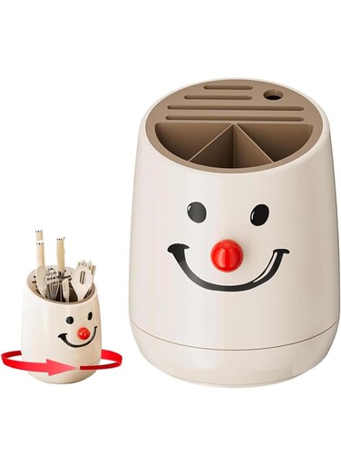 Knife Holder, 360&Acirc;&deg; Rotating Universal Knife Block for Kitchen Countertop, Space Saving Utensil Organizer with Detachable Base, Large Capacity Knife and Chopsticks Storage Stand for Home and Restaurant