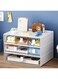 Durku Desk Organizer with 4 Drawers, Clear Plastic Desk Storage Box, Desktop Organization for Office Supplies, Gel Pens, Pencils, Markers, Tape, Erasers, Paperclips, Chargers