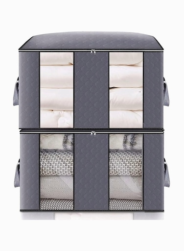 2 Pieces Large Capacity Closet Organizer and Clothes Storage Bag with Clear Windows for Store Quilt Clothes