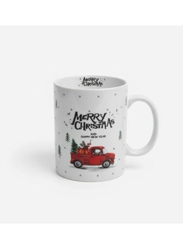 400ml Ceramic Mug with Gift Car &amp; Merry Christmas Design &acirc;&euro;&ldquo; White Holiday Cup for Festive Hot Drinks