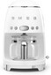 Smeg Filter Coffee Machine, White, 50&rsquo;s Retro Style, 10 Cup Capacity, Programmable Auto Start, Aroma Intensity &amp; Keep Warm
