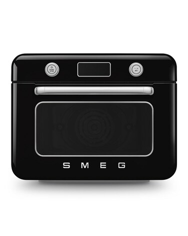 Smeg 50's Style Countertop Combi Oven &ndash; Retro Black, Multifunctional Oven &amp; Microwave, Compact &amp; Stylish Kitchen Appliance