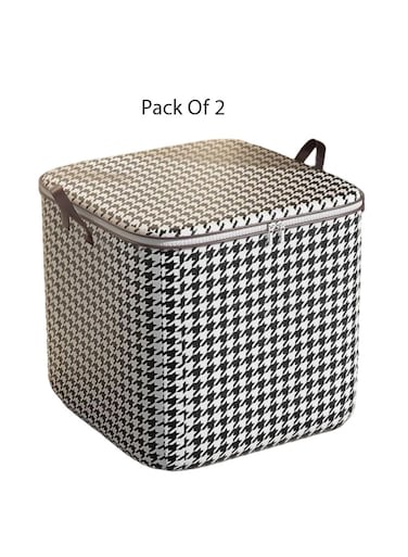 Foldable Fabric Drawer Organizer for Clothing Storage Black and white Pack of 2 50x50x40 Cm