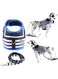 Blue and White Navy Striped Sailor Anchor Style Pet Dog Harness and Leash Set for Walking Party (Blue, M)