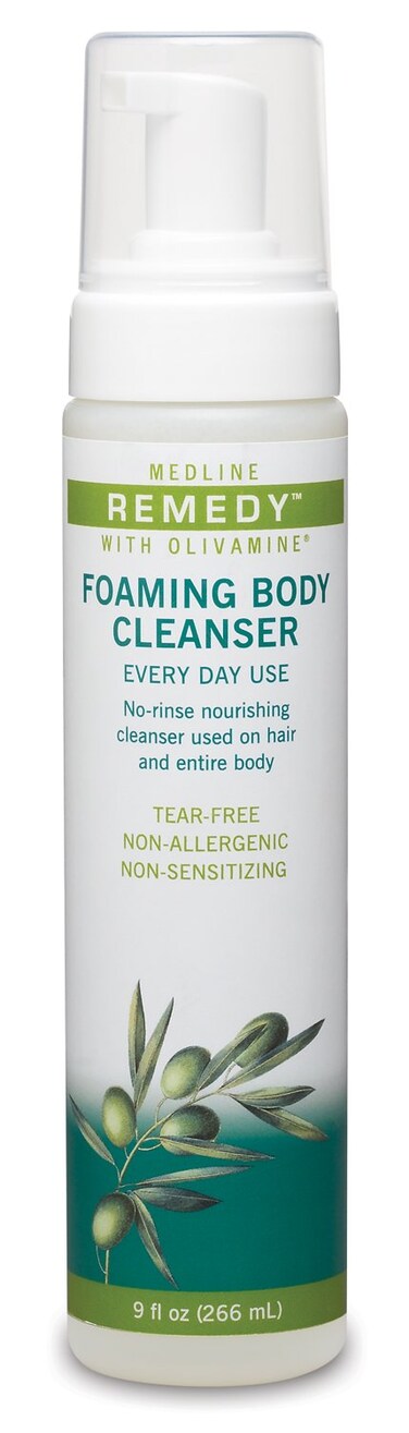 MedlineRemedy Olivamine Foaming Body Cleanser, No Rinse, Scented, 9-oz Pump Bottle