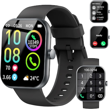 Smart Watch for Men Women, 1.96"HD Smartwatch Answer/Make Calls, Fitness Watch with Heart Rate Sleep Monitor, 113+Sports Modes, Step Counter IP68 Waterproof, Activity Trackers for IOS Android Black