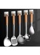5-Piece Stainless Steel Wok Tools Spatula Utensils Set -Spatula,Ladle,Skimmer Ladle Tool Set, Mirror Polished Cooking Utensils with Wooden Handle,Easy to Clean Wok Accessories