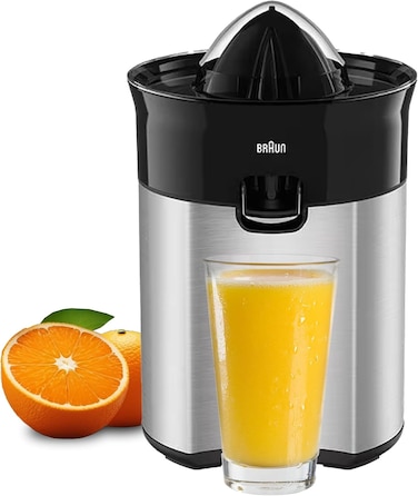Braun Citrus Quick 5 Citrus Juicer, Direct Juice Spout, Anti-Drip Spout, Automatic Start/Stop, Easy Cleaning, Direct Serving System, Includes Protective Lid, 60 Watts, CJ 5050 Black Metal