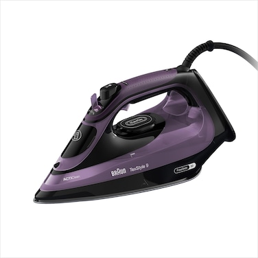 Braun Texstyle 9 SI9661VI Iron with 4 Year Service, Steam Boost 250 g, Adjustable Thermostat, Quick Heating, 3D Superceramic Freegglide Plate, Capacity 330 ml, Purple