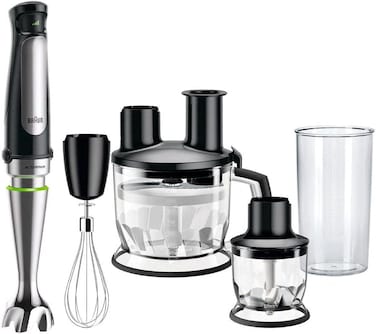 Braun MultiQuick 7 Hand Blender MQ7085X, Black, 1000W, Mixer, ActiveBlade System, EasyClick Plus System, Splash Control, International Warranty