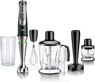Braun MultiQuick 9 MQ Hand Blender-with activ powerDrive and splash control,blender,chopper with whisk,1200 watt,black/stainless steel Model : &lrm;MQ 9147X