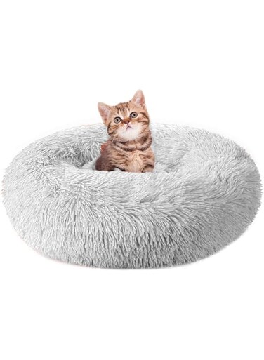 Heated Cat Bed,Soft Plush Marshmallow Pet Bed for Cats and Small Medium Dogs,Self Warming Indoor Round Pillow Cuddler Calming Pet Pillow Clearance.
