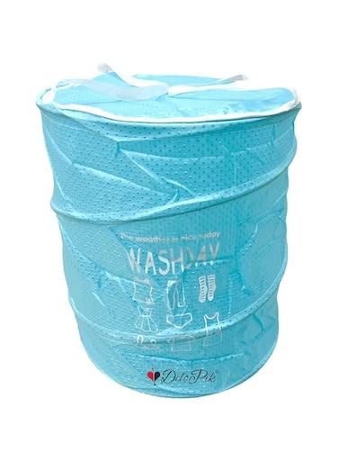 Delopik Laundry Basket Drawstring Waterproof Round Collapsible Storage Hamper for Clothes and Toys With Zip multicolor -FR01 (Polyester)