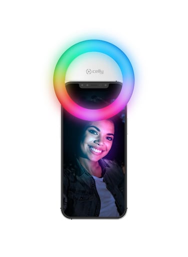 Clip on Selfie Ring Flash Light RGB for Mobile Tablet &amp; Laptop [Rechargeable Battery] For Smart Phone Camera Round Shape