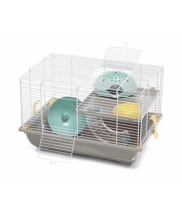 IMAC CRICETI Hamsters Cage - Compact Small Pet Habitat - White/Grey   Size : 45 x 30.5 x 29cm