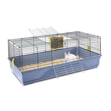 IMAC EASY 120 Recycled Plastic Small Pet Cage &ndash; Spacious Eco-Friendly Habitat in White &amp; Avio Blue (120 x 60 x 46.5cm)